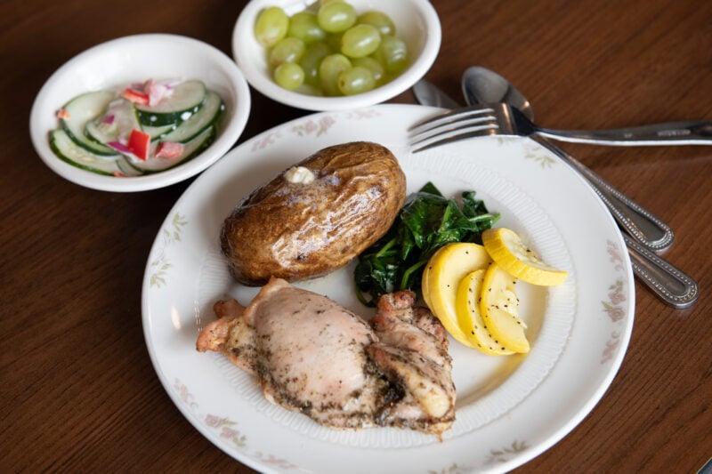 Plate of chicken and potatoes